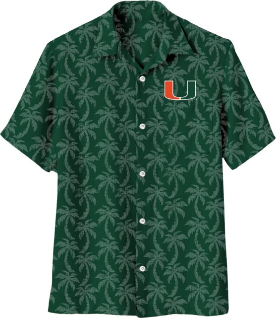 50s National マイアミスタイル ハワイアンシャツ パームツリー Miami Hurricanes Palm Tree Button Down Shirt – allCanes