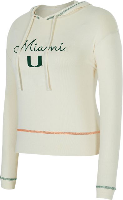Miami Hurricanes Women's Kaki Long Sleeve Hooded Top