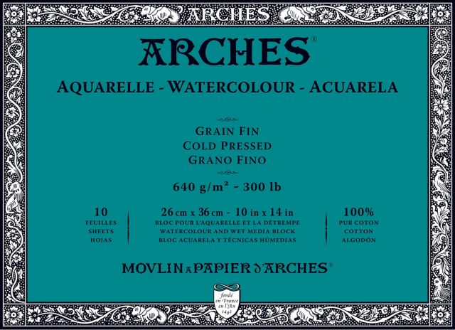 ARCHES WATERCOLOR BLOCK 300LB COLD PRESS 10 SHEETS 10X14