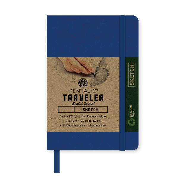 Pentalic Royal Blue 6x4 74-pound Sketch Traveler Pocket Journal 160-Page Book