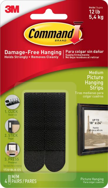Command Picture Hanging Strips Medium Black