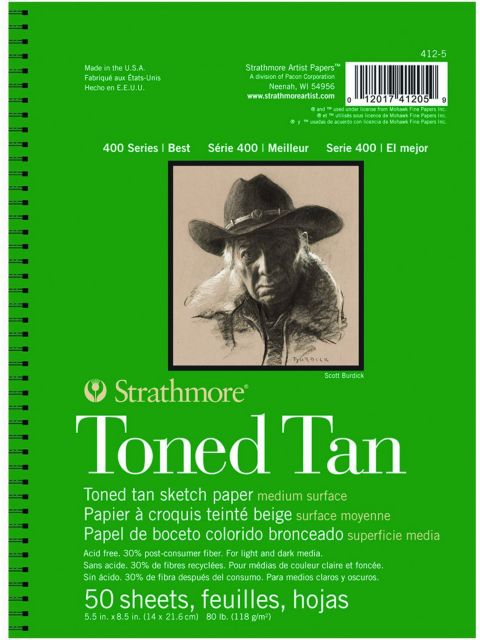 SKETCH TONED 400 WIRE BOUND TAN 5.5X8.5