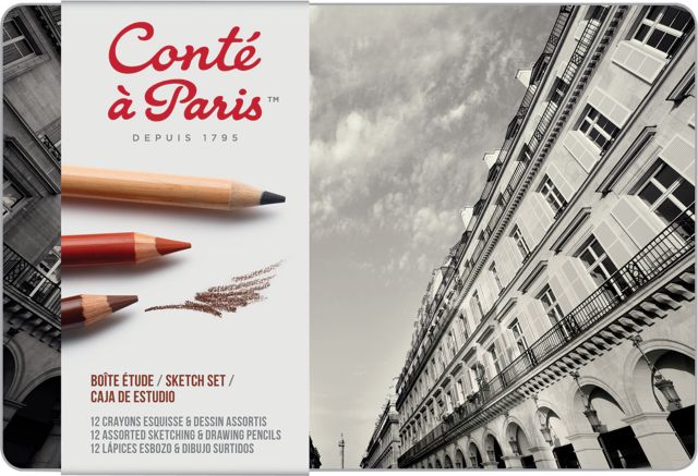 CONTE PASTEL PENCIL SKETCH SET 12-COLORS