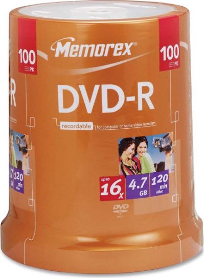 Memorex 4.7GB 16X 100 Spindle DVD-R - ONLINE ONLY