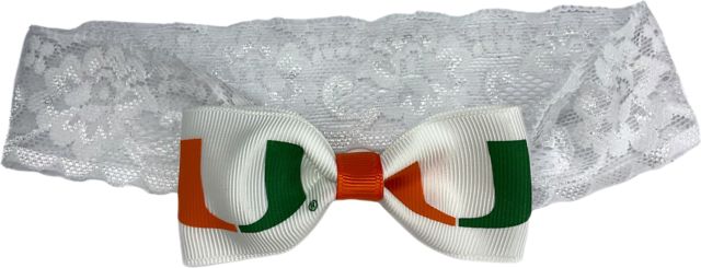 Miami Hurricanes Infant Lace Headband with Bow