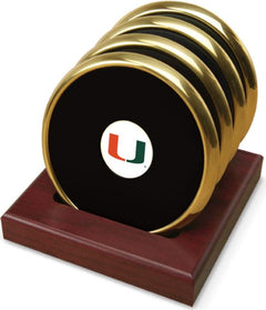 CSI  Set Of 4 Gold Round Coaster Gift Boxed With Colored Medallion - ONLINE ONLY