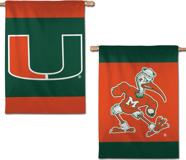 University Of Miami 28''X40'' 2-Sided Vertical Flag  - ONLINE ONLY