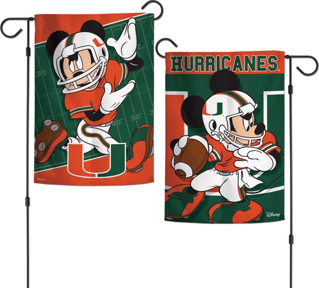 University Of Miami 12''X18'' 2-Sided Garden Flag-Mickey Mouse  - ONLINE ONLY
