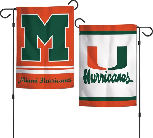 University Of Miami 12''X18'' 2-Sided Garden Flag-Vintage  - ONLINE ONLY