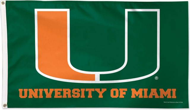 University Of Miami 3'X5' Deluxe Flag  - ONLINE ONLY