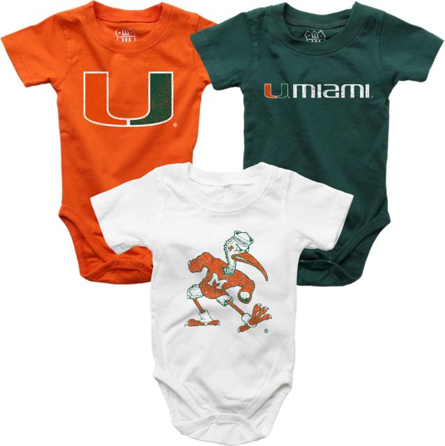 Miami Hurricanes Infant Bodysuit 3 Pack