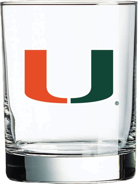 Miami Hurricanes Double Old Fashioned 14 oz. Glass