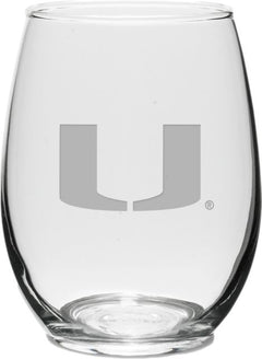 University of Miami 15 oz. Stemless Wine Glass