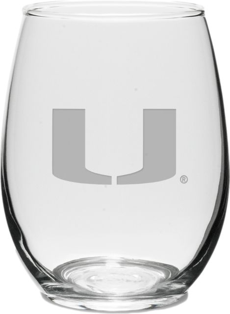 University of Miami 15 oz. Stemless Wine Glass