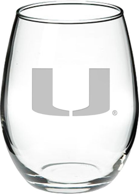University of Miami 21 oz. Stemless Wine Glass