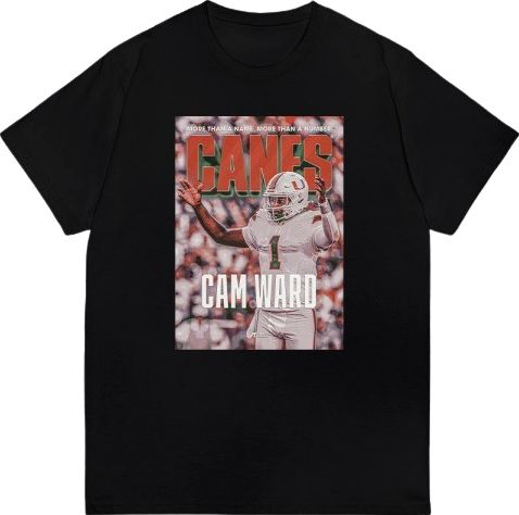 Miami Football Short Sleeve T-Shirt CAM WARD POSTER