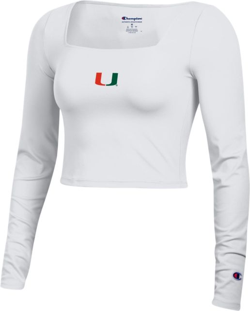 Miami Hurricanes Women's Square Neck Cropped Long Sleeve T-Shirt