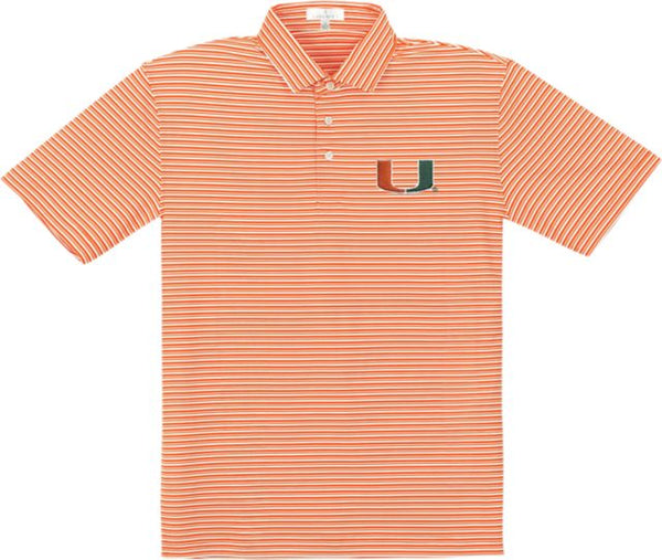 Miami Hurricanes Performance Striped Polo