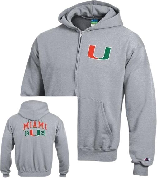 Miami Hurricanes Youth Full Zip Hooded Sweatshirt