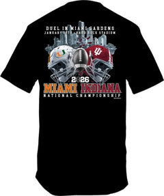 Miami Hurricanes Football 2026 National Championship Game Match-Up Short Sleeve T-Shirt