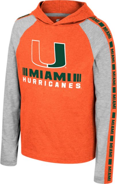 Miami Hurricanes Youth Boy's Hooded Long Sleeve T-Shirt