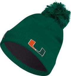 CUFFED KNIT POM MI/DKGRN/1SIZE