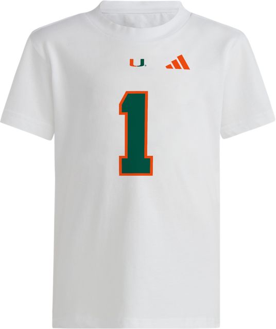 Miami Football adidas #1 CAM WARD Youth Short Sleeve T-Shirt