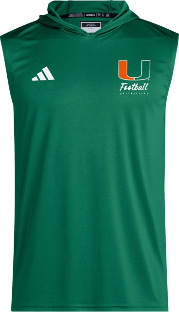 Miami Hurricanes Football D4T Sleeveless Hooded Sweatshirt