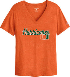 Miami Hurricanes Women's V-Neck Short Sleeve T-Shirt