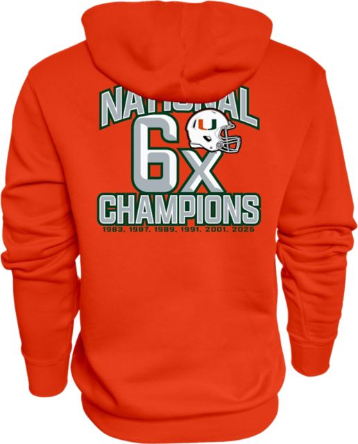 University of Miami Football 2025 6X National Champions Hooded Sweatshirt