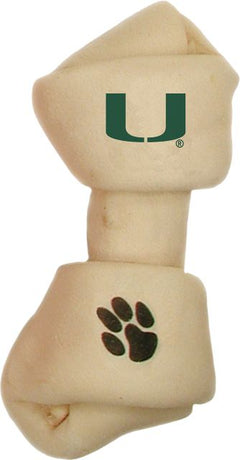 Miami Hurricanes Rawhide Dog Bone