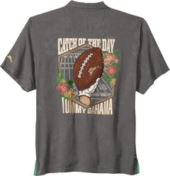 Miami Hurricanes Football Catch of the Day" Button-Up Short Sleeve Shirt"