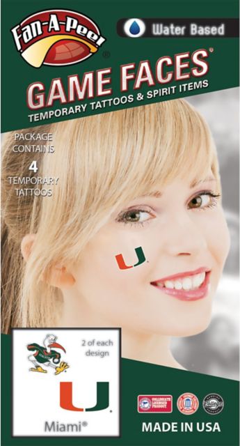 Miami Hurricanes Tattoo 4-Pack