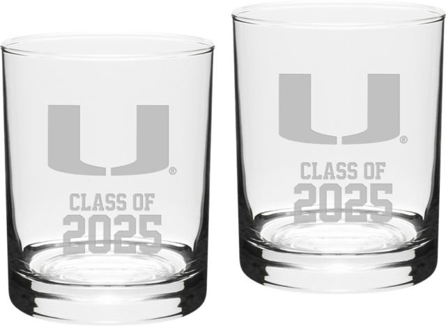 Miami Hurricanes Class of 2025 Set of 2 - 14 oz Glass - ONLINE ONLY