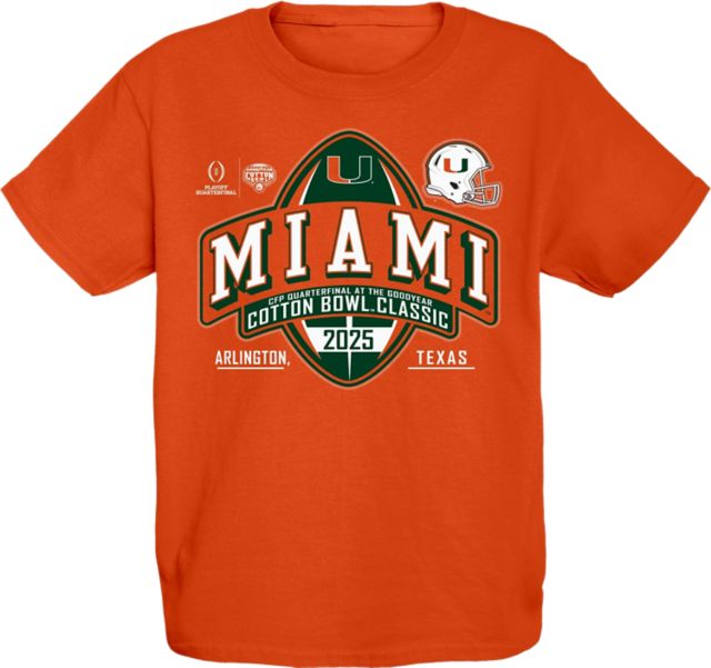 Miami Hurricanes Football 2025 Cotton Bowl Bound Youth Short Sleeve T-Shirt