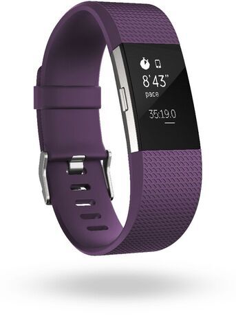 Fitbit Charge 2, Plum Silver- Small