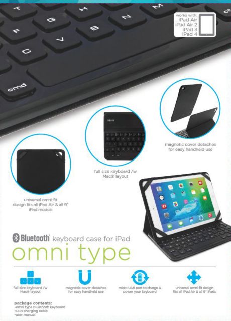 iHome OMNI Bluetooth Keyboard for iPad Air/Air 2 Black - ONLINE ONLY