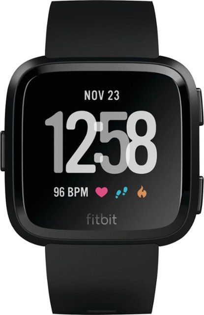 Fitbit - Versa Smartwatch 34mm Aluminum - Black/Black - ONLINE ONLY