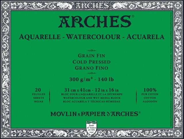 Arches Watercolor Block 140 Cold Press 20 Sheets 12X16