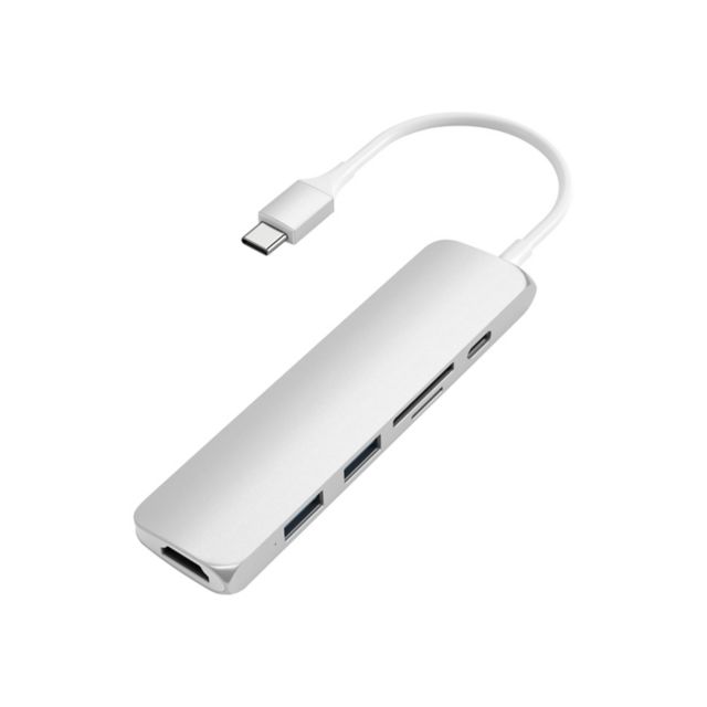 Satechi Slim Aluminum Type-C Multiport Adapter V2, Silver - ONLINE ONLY