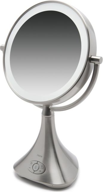 iHome Beauty Lux II Rechargeable Vanity Speaker with Bluetooth, Speakerphone, and USB Charging. Silver - ONLINE ONLY