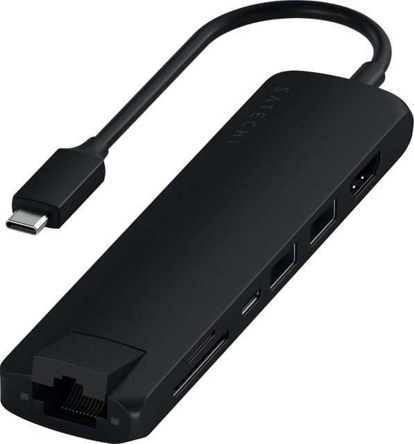 Satechi Type-C Slim Multiport with Ethernet Adapter, Black - ONLINE ONLY