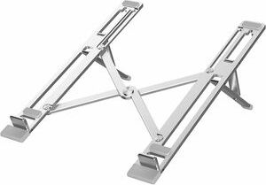 Sanho HyoerStand Foldable Aluminum Laptop Stand- SILVER Up to 17'' Screen Size Notebook, Tablet Support - Aluminum Alloy, Silicon - ONLINE ONLY
