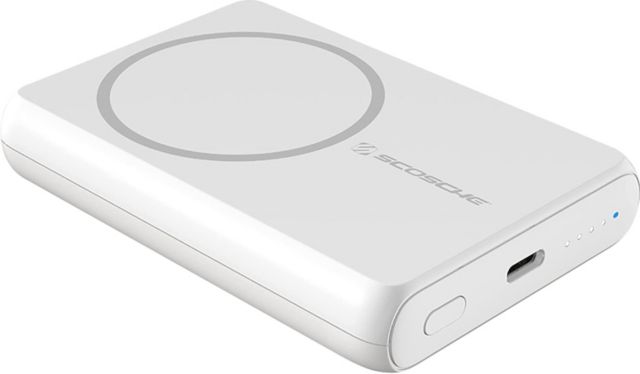 Scosche MagSafe GoBat Qi Wireless Power Bank 5000mAh w/ USB-C Port, White - ONLINE ONLY