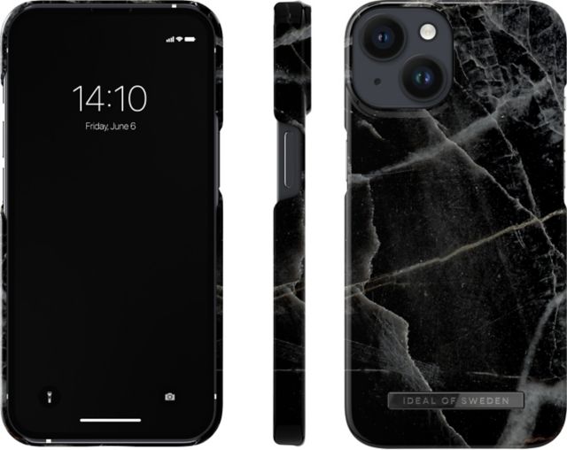 IDEAL OF SWEDEN Fashion Print MagSafe iPhone Case, iPhone 14/13, Black Thunder Marble