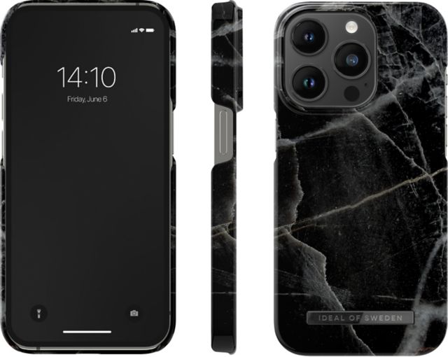 IDEAL OF SWEDEN Fashion Print MagSafe iPhone Case, iPhone 14 Pro, Black Thunder Marble