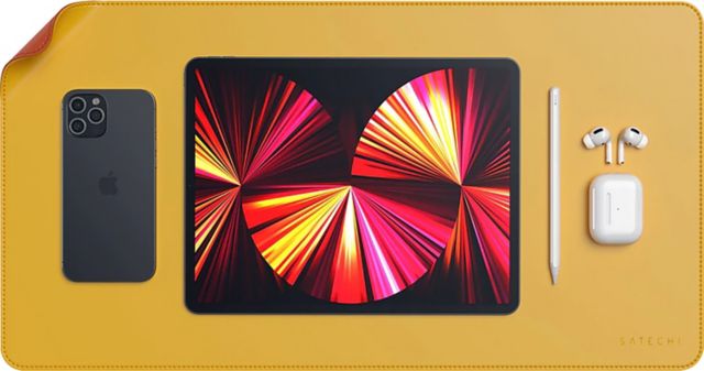 Satechi Dual Sided Eco-Leather Deskmate 23x12.2in, Yellow/Orange