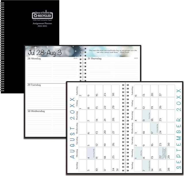 Academic Year 2025/2026 Stundent Assignment Planner Black Leatherette Cover 5X8