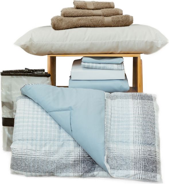 Essential 12 Piece Bedding Bundle in Blue Plaid, Twin XL, IN-STORE PICKUP ON FALL MOVE-IN DAY